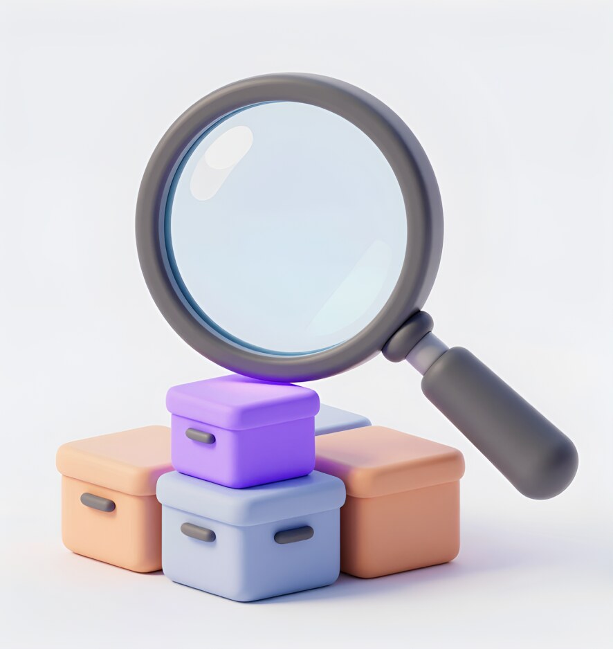 Illustration of labeled storage boxes